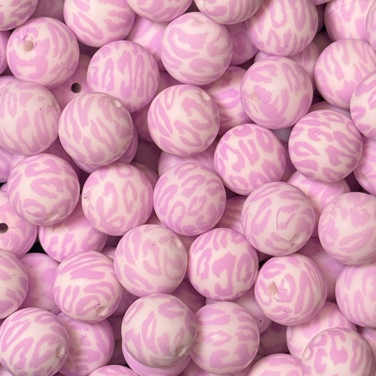 15mm Lavender Animal Print Silicone Bead