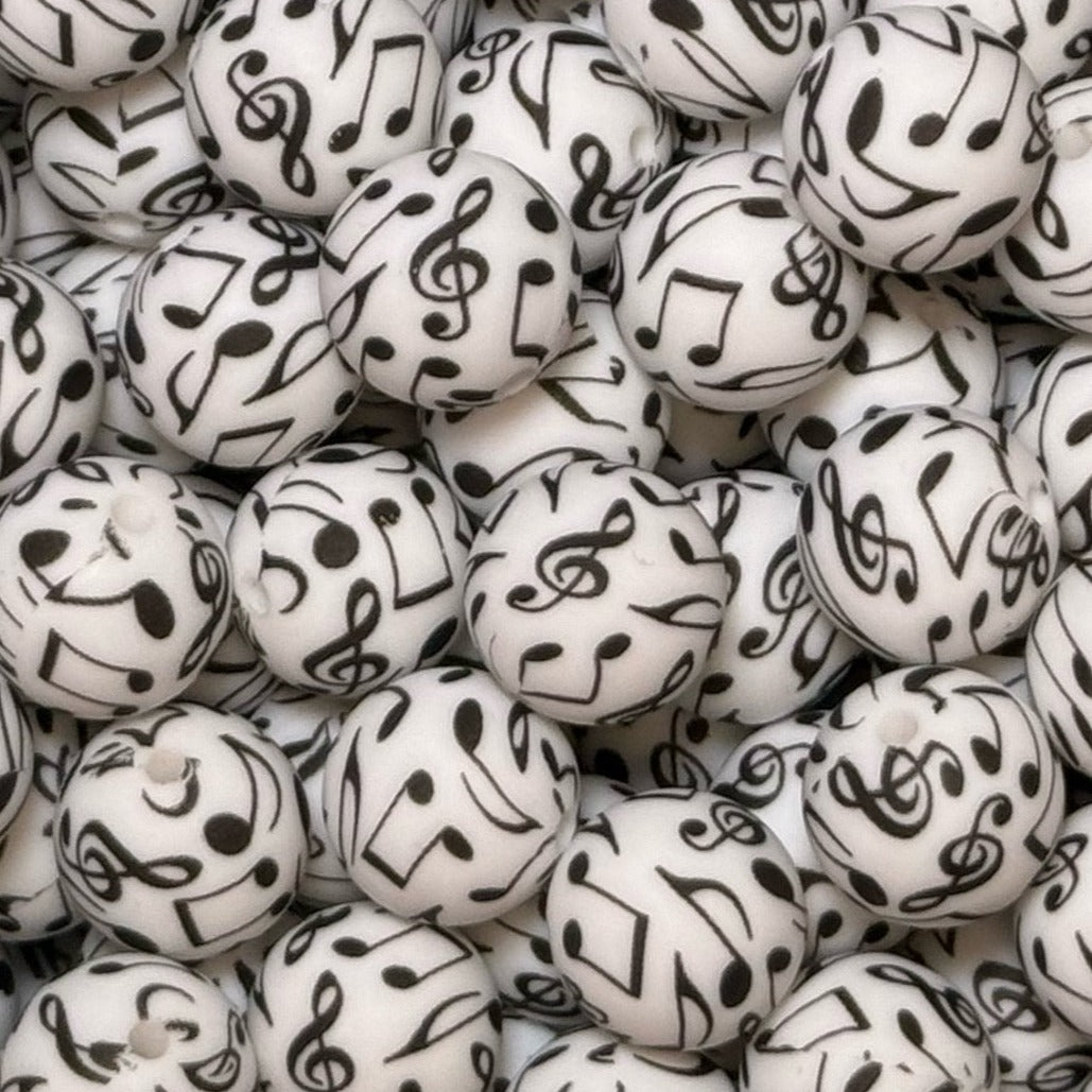 15mm Music Notes Silicone Bead