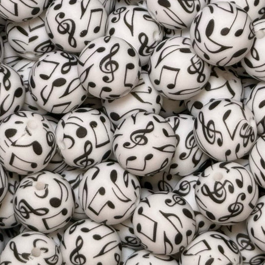 15mm Music Notes Silicone Bead