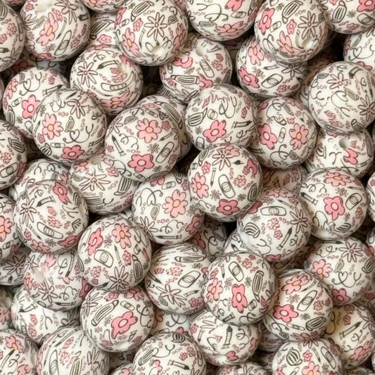 15mm Floral Medical Silicone Bead
