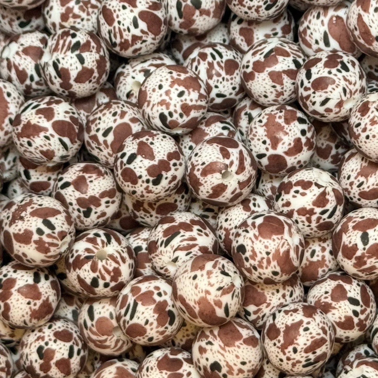 15mm Brown Cow Silicone Bead