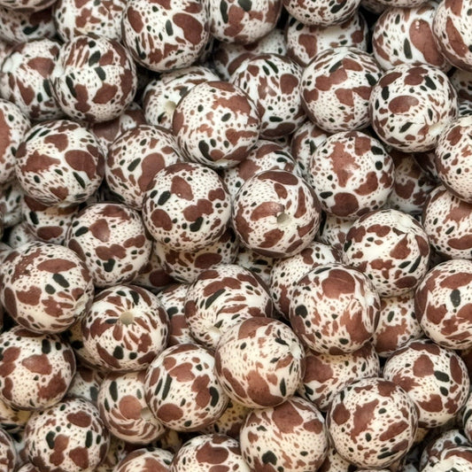 15mm Brown Cow Silicone Bead