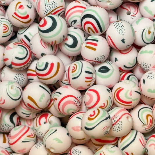 15mm Retro Rainbow Silicone Bead