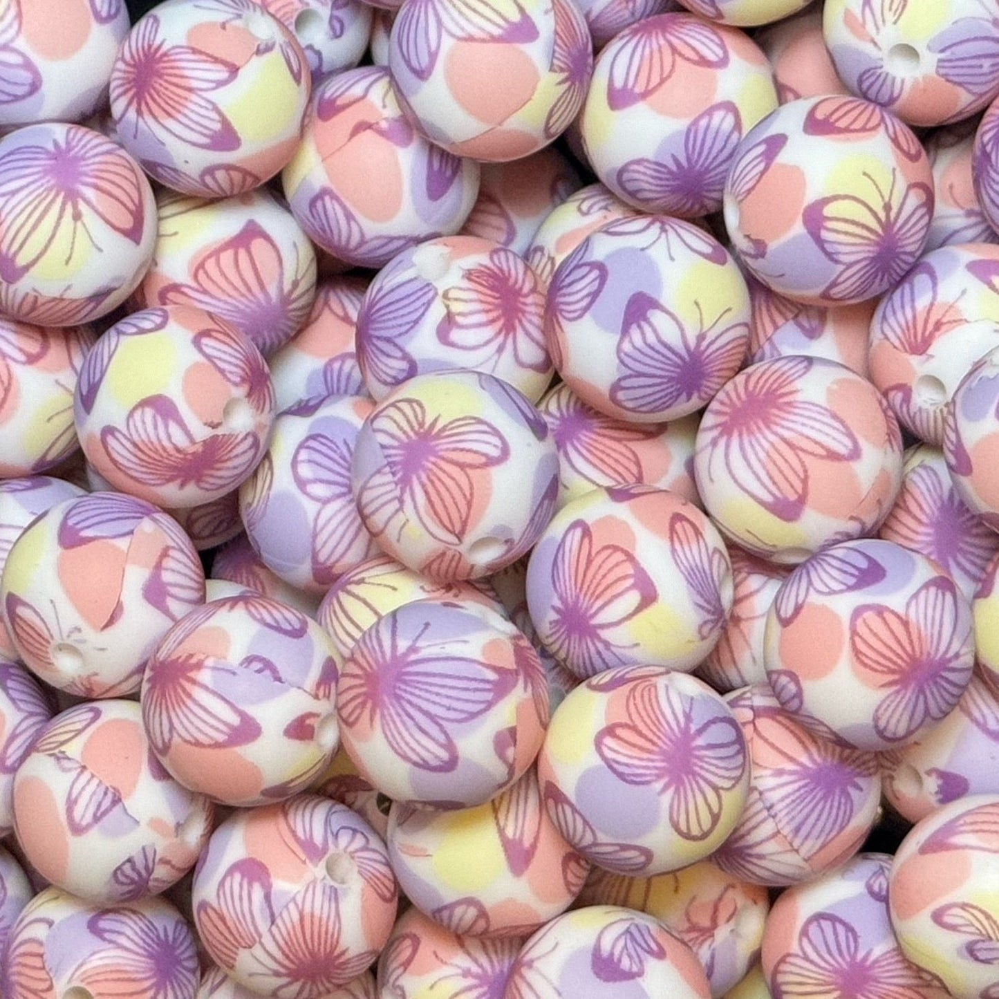 15mm Pastel Butterfly Silicone Bead