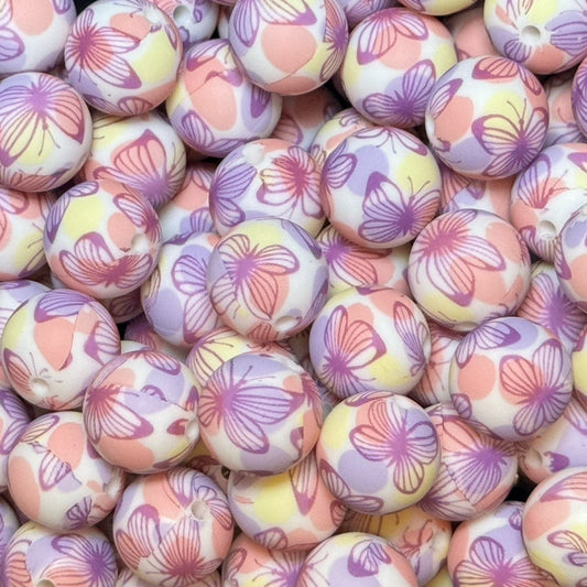 15mm Pastel Butterfly Silicone Bead