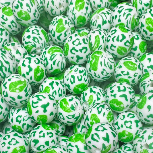 15mm Leopard Kisses Silicone Bead