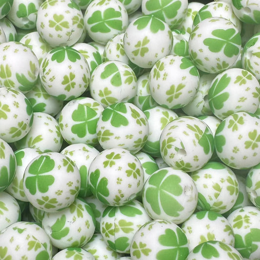 15mm Four Leaf Clover Silicone Bead