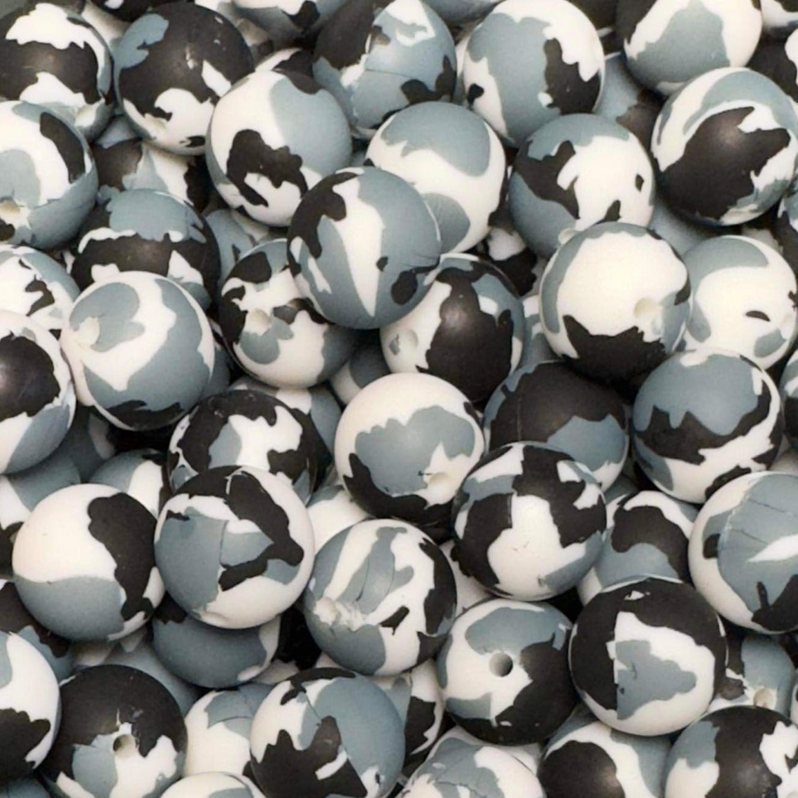 15mm Black Camo Silicone Bead
