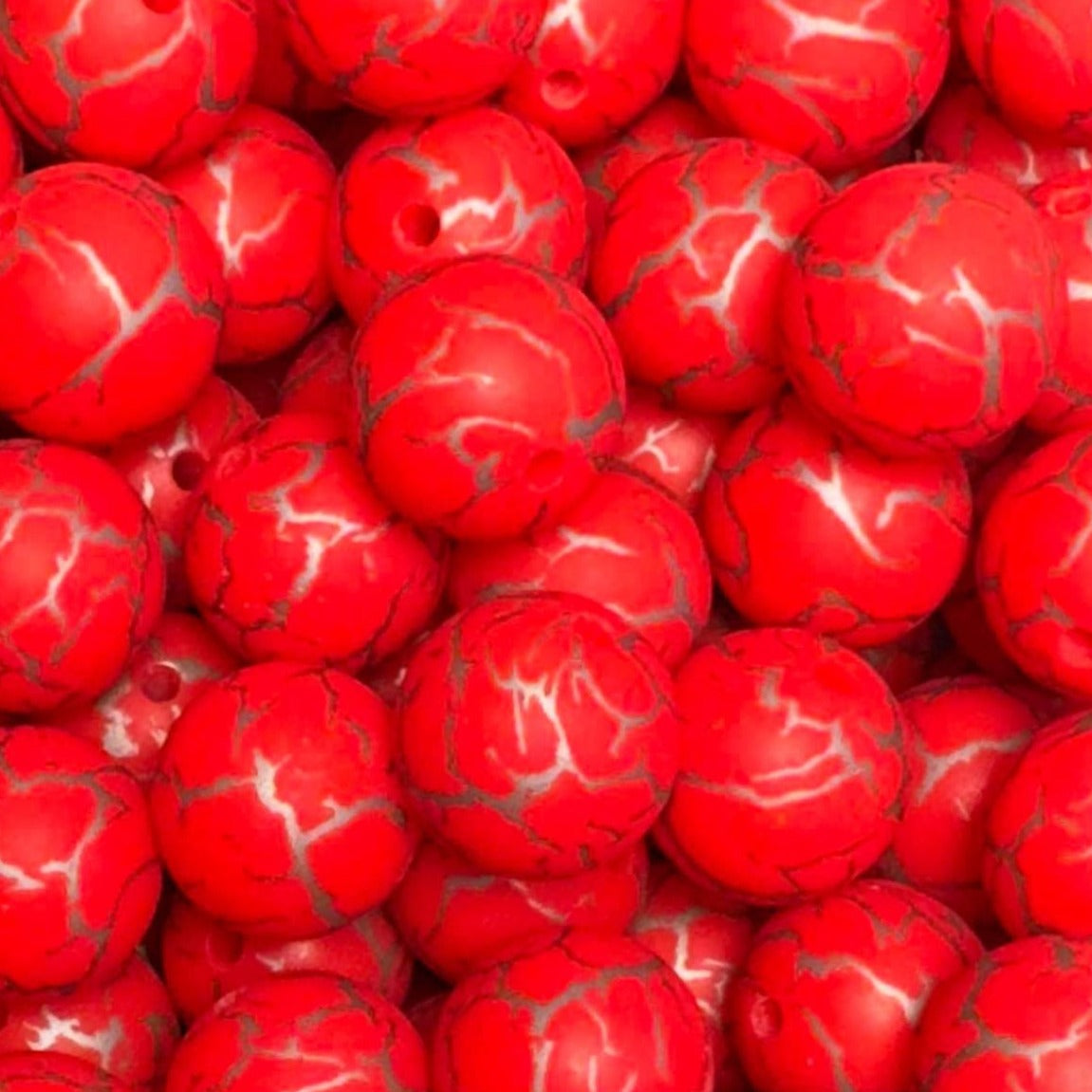 15mm Red Marble Silicone Bead