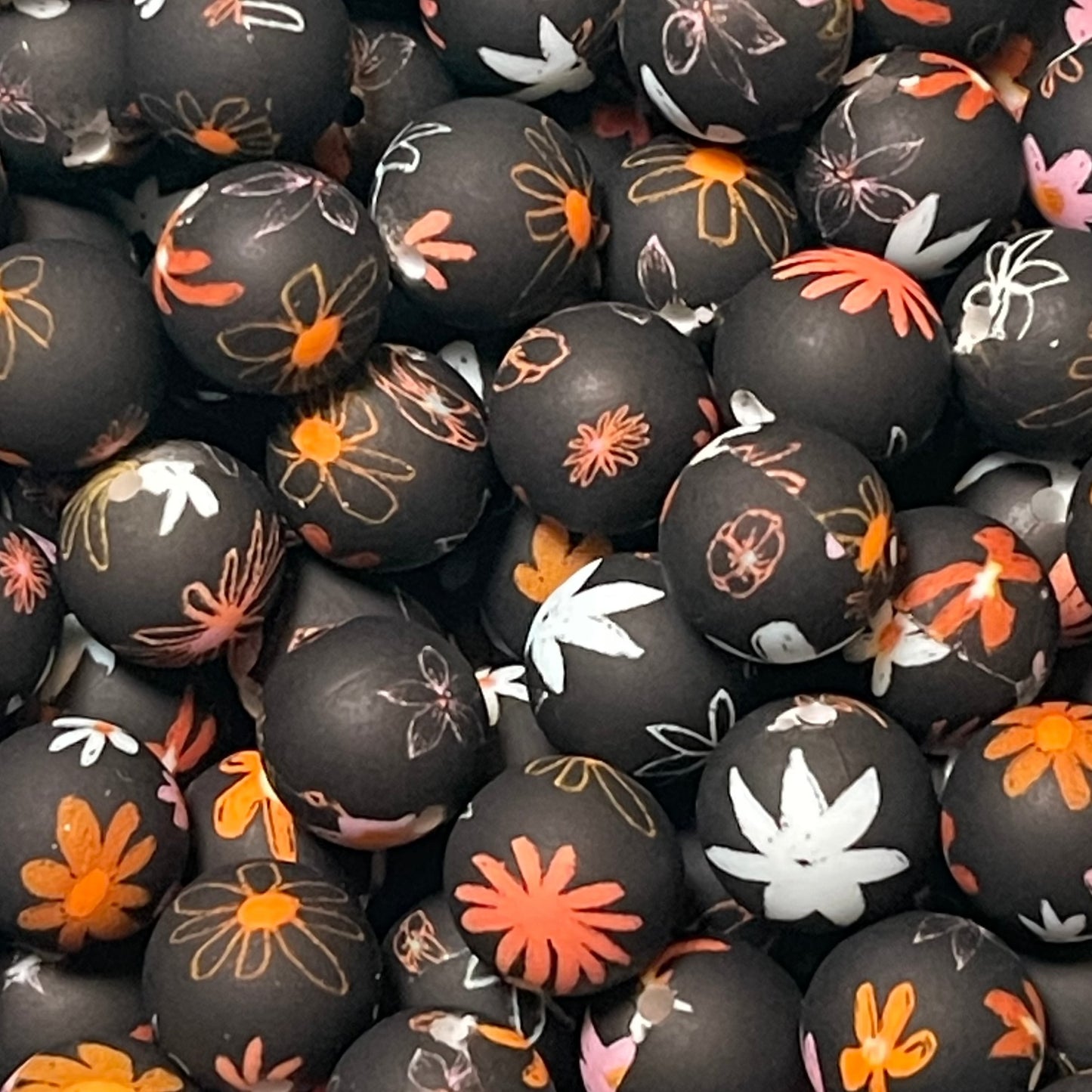 15mm Boho Blooms Silicone Bead