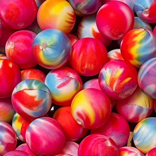 15mm Tye Dye Silicone Bead