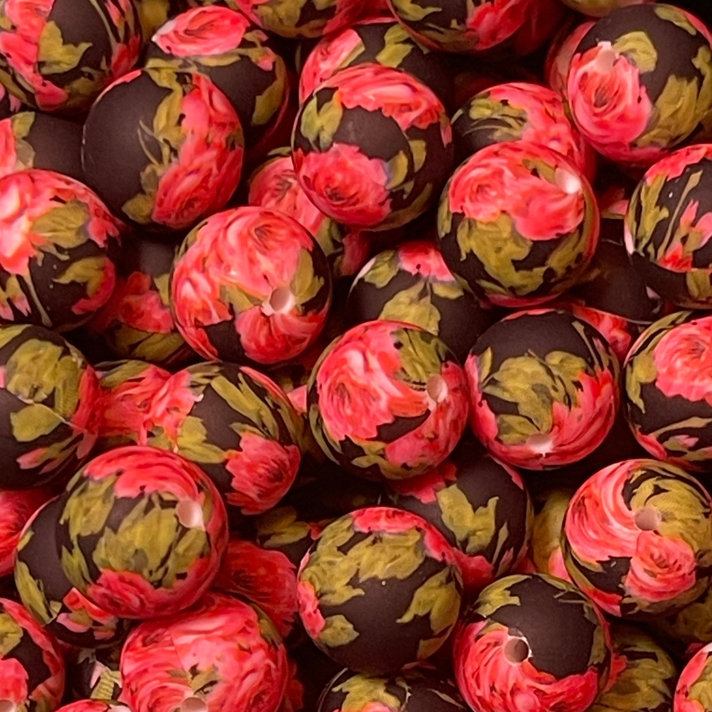 15mm Roses Silicone Bead