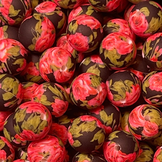 15mm Roses Silicone Bead