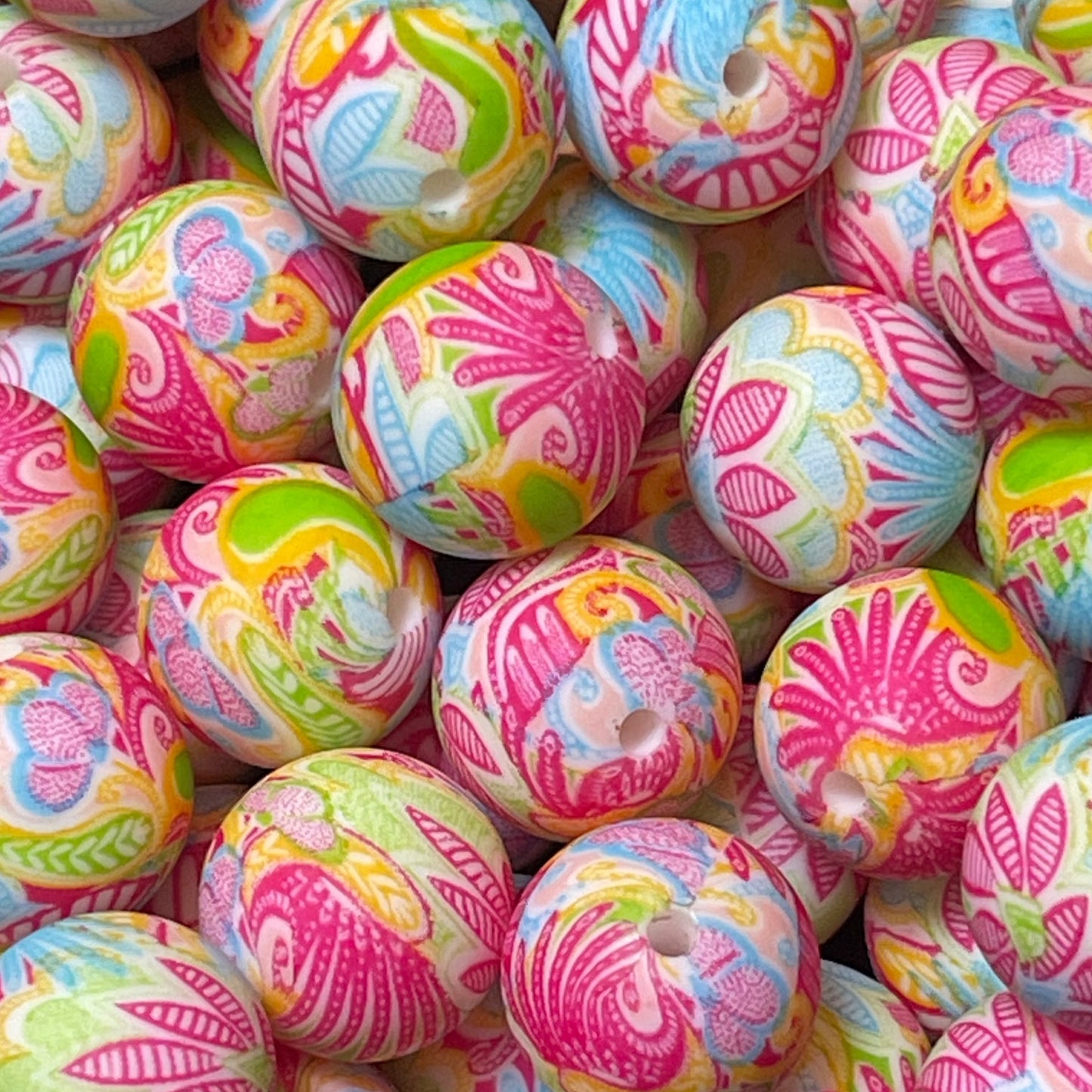 15mm Bright Paisley Silicone Bead