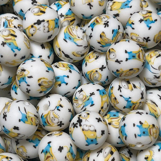 15mm Little Yellow Men Silicone Bead