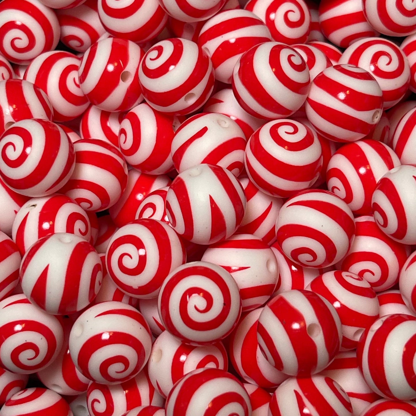 15mm Red Swirl Silicone Bead