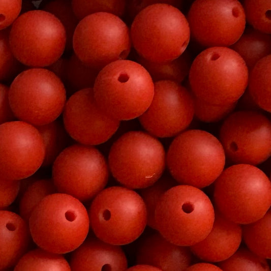 15mm Mandarin Red Silicone Bead