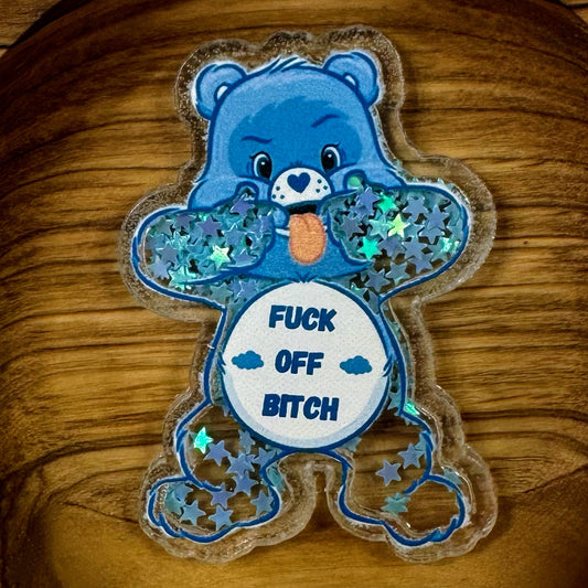 Blue Swear Bear Shaker Flatback