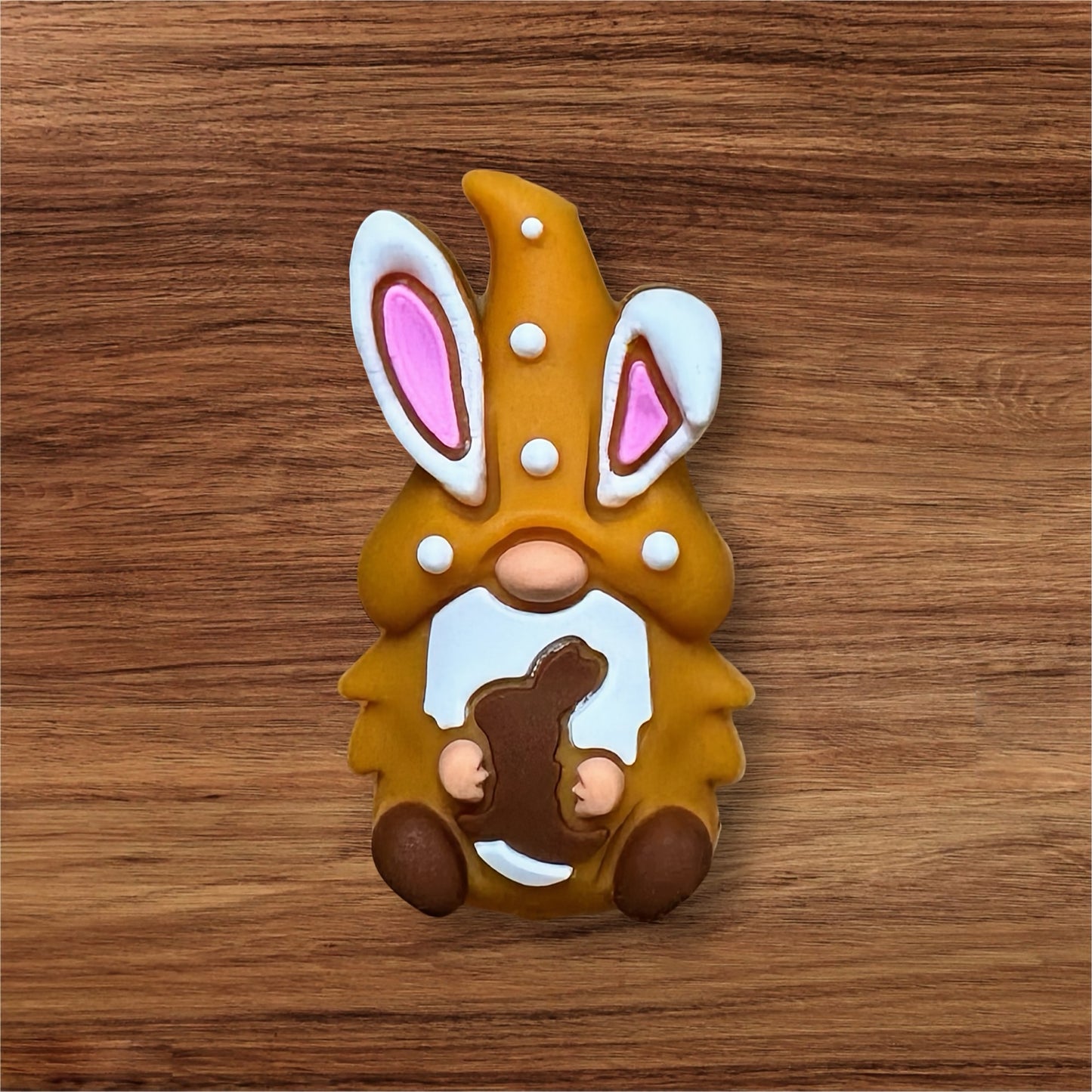 3-D Gnome Bunny With Chocolate Bunny Focal