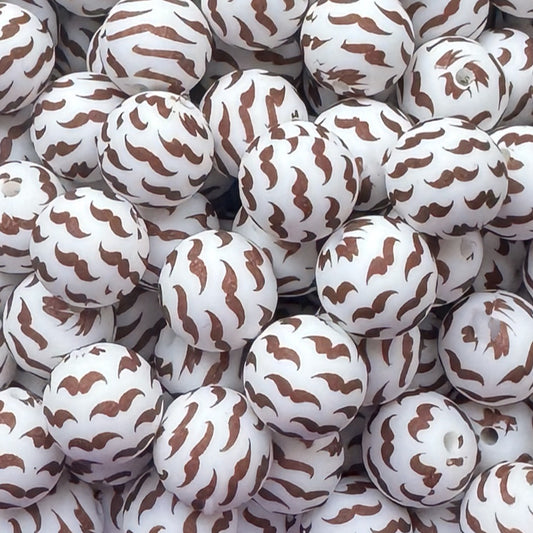 15mm Brown Mustache Silicone Bead