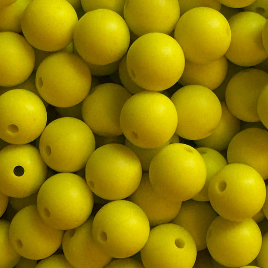 15mm Lime Yellow Silicone Bead