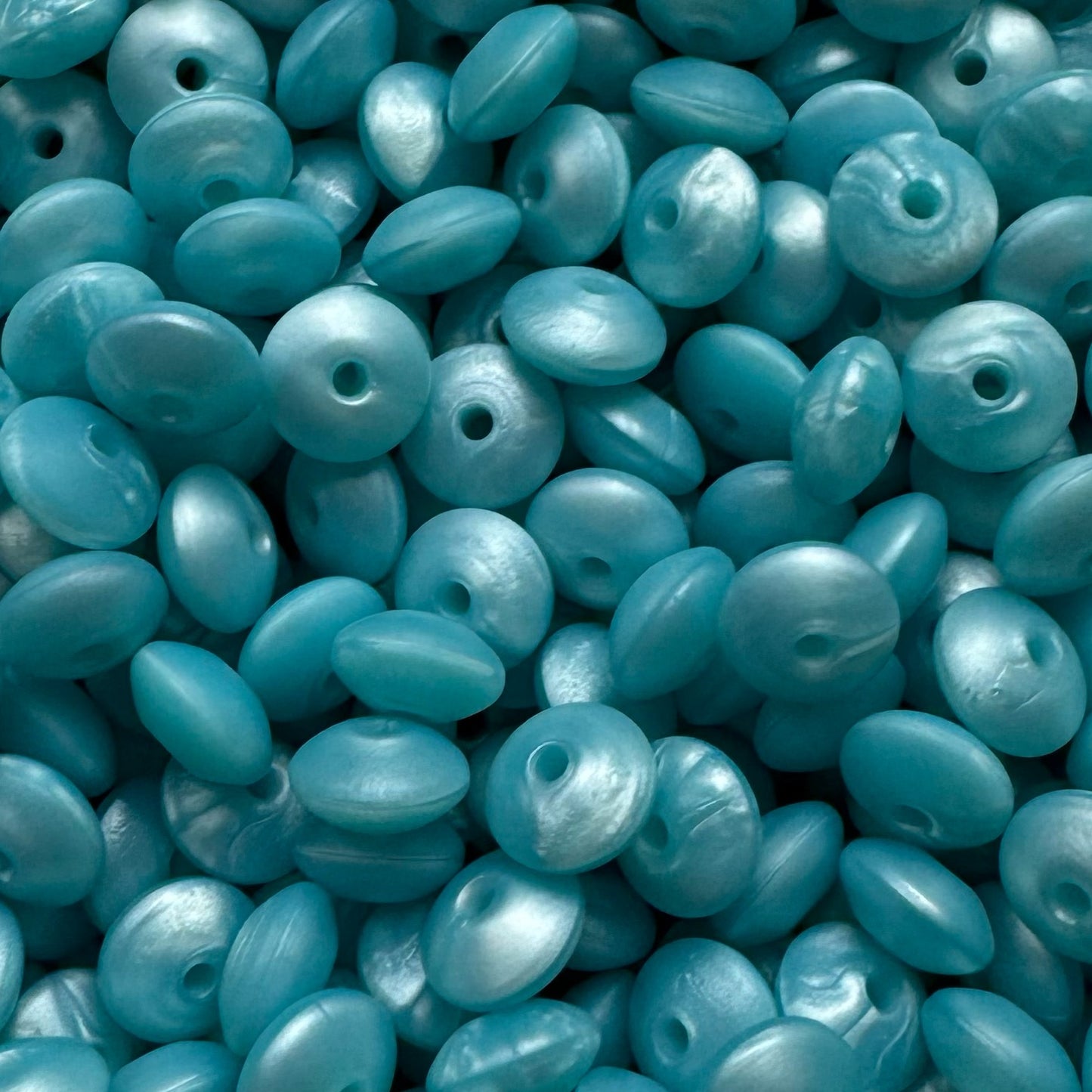 12mm Pearl Blue Silicone Lentil Bead