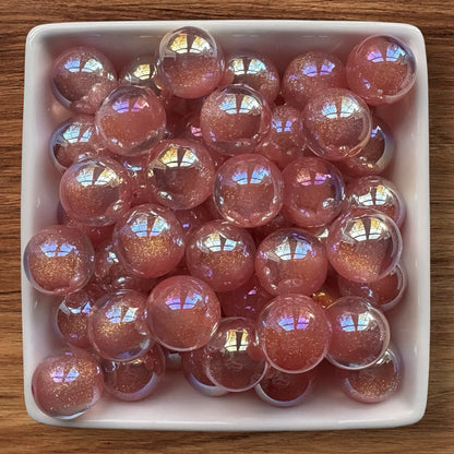 16mm Dusty Pink Cats Eye Glitter Acrylic Bead