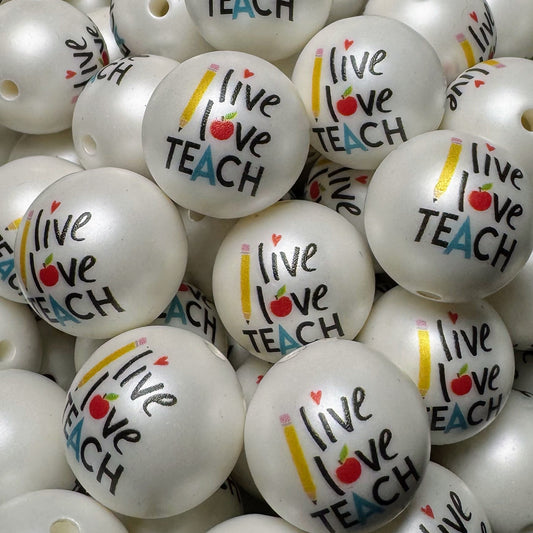 20mm Live Love Teach Acrylic Bead