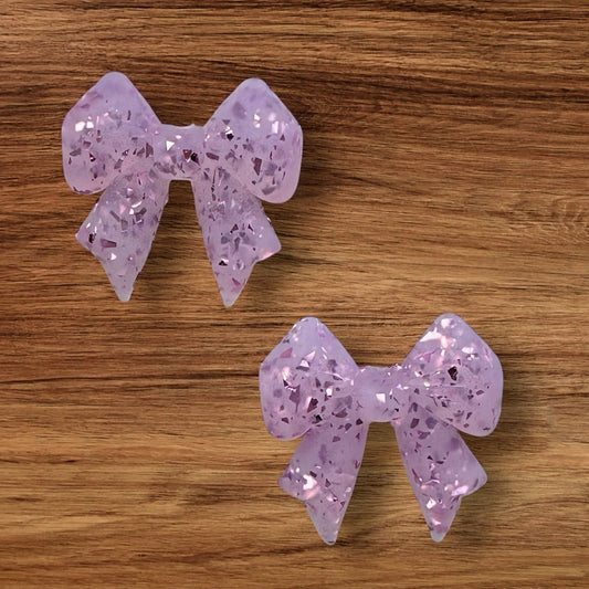 3-D Light Pink Glitter Bow Focal