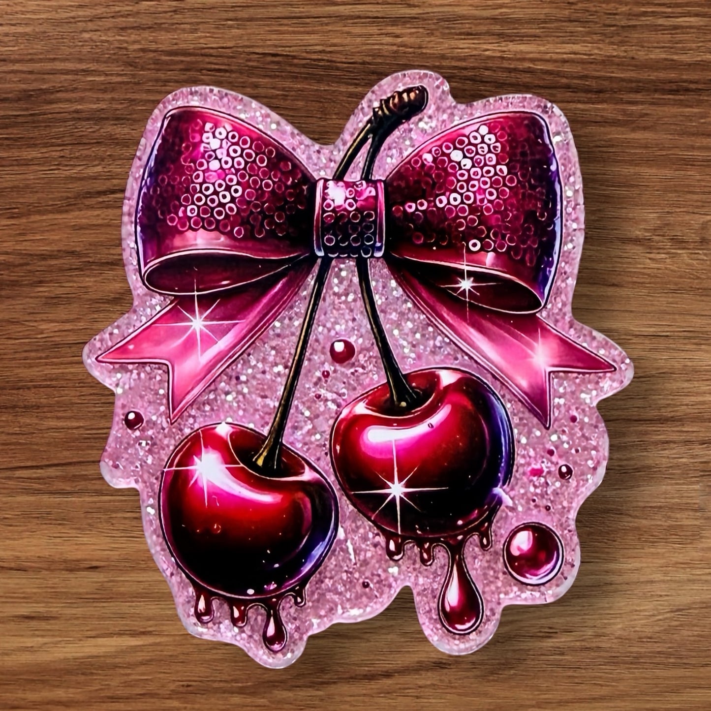 Bow With Cherries Acrylic Flatback