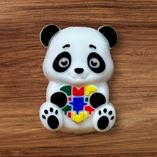 3-D Panda With Autism Heart Focal