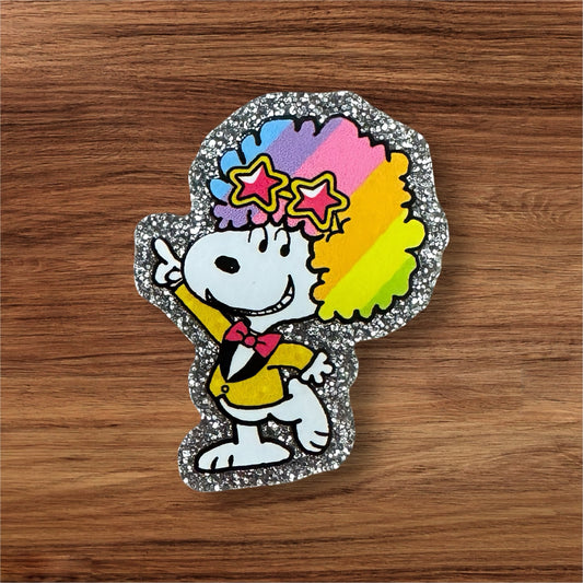 Groovy White Dog Acrylic Flatback