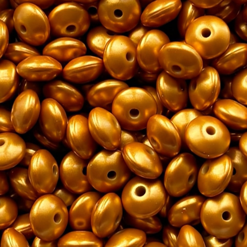 12mm Brass Metallic Silicone Lentil Bead