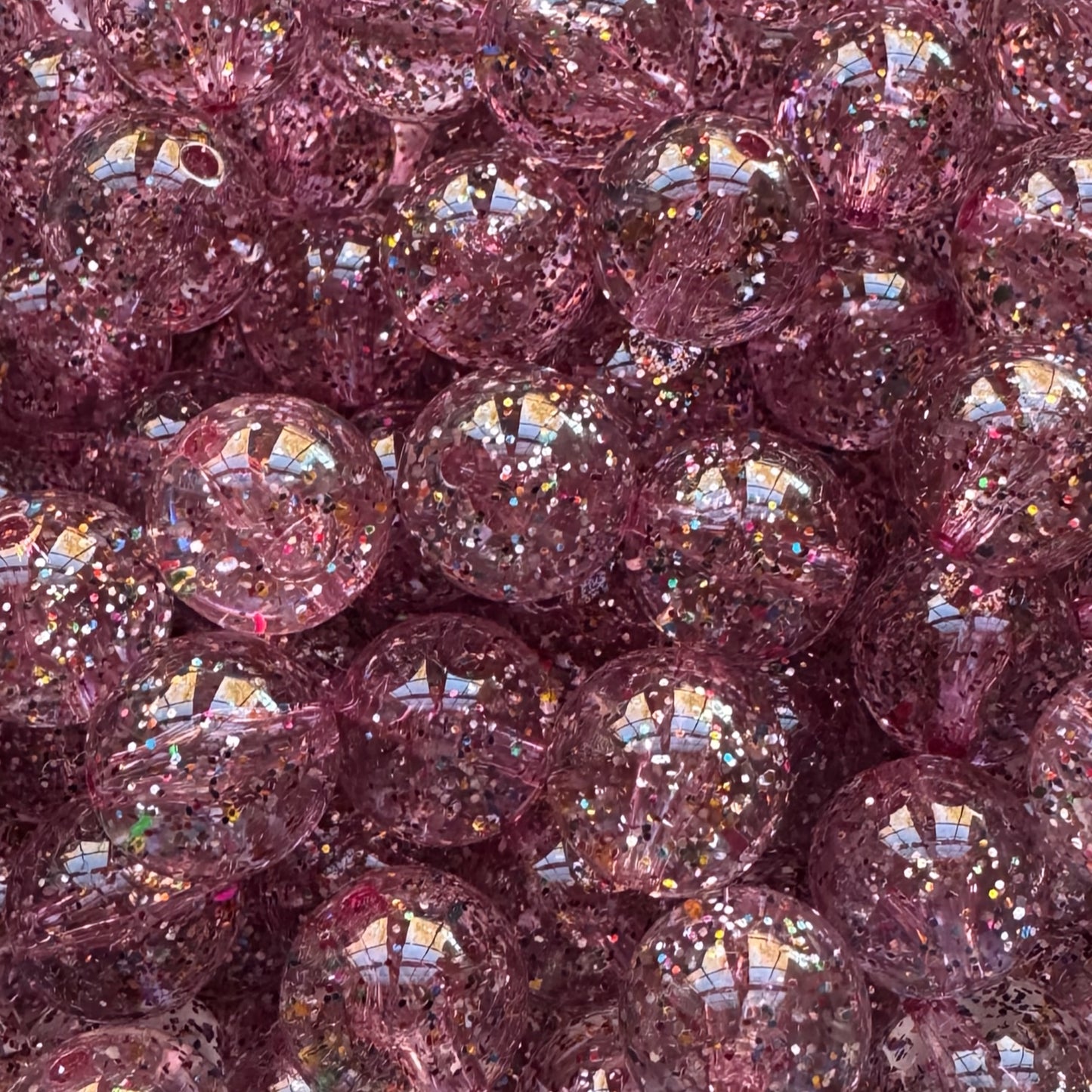 16mm Pink glitter Acrylic Bead