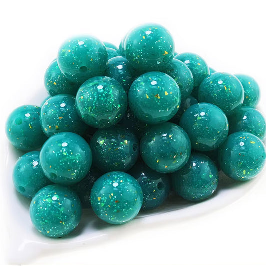 15mm Teal Glitter Jelly Silicone Bead