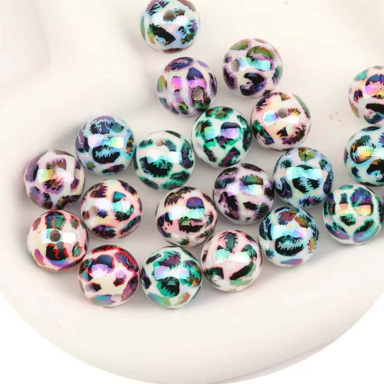 16mm Pastel Leopard Acrylic Beads