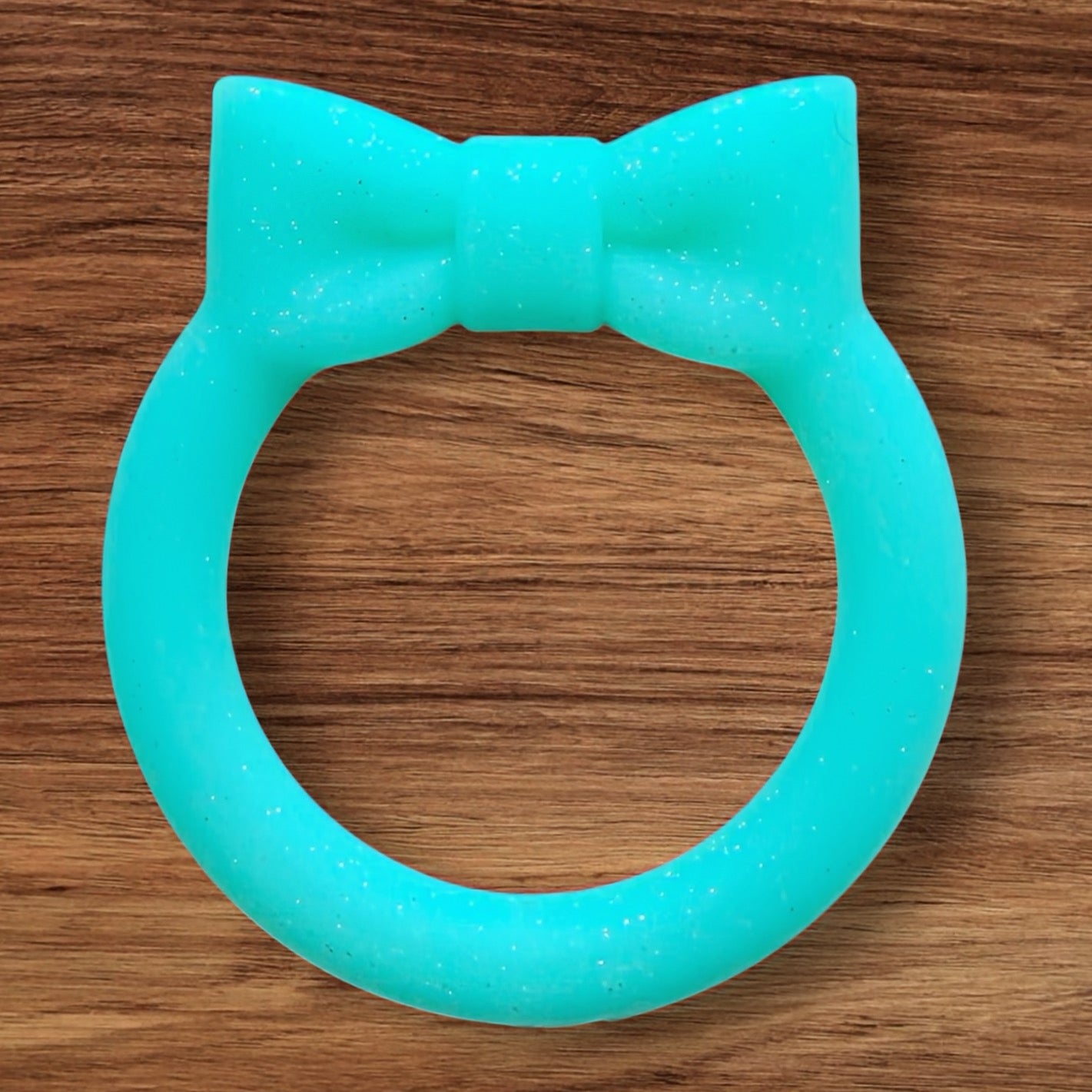 65mm Turquoise Glitter Silicone Ring With Bow