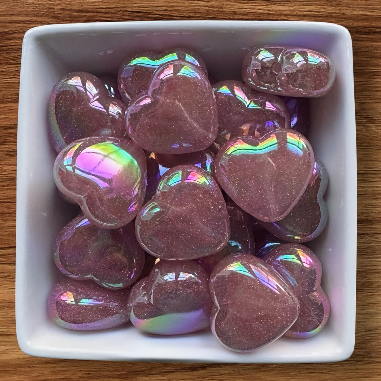 Extreme Gloss & Glitter Pink Acrylic Heart Bead