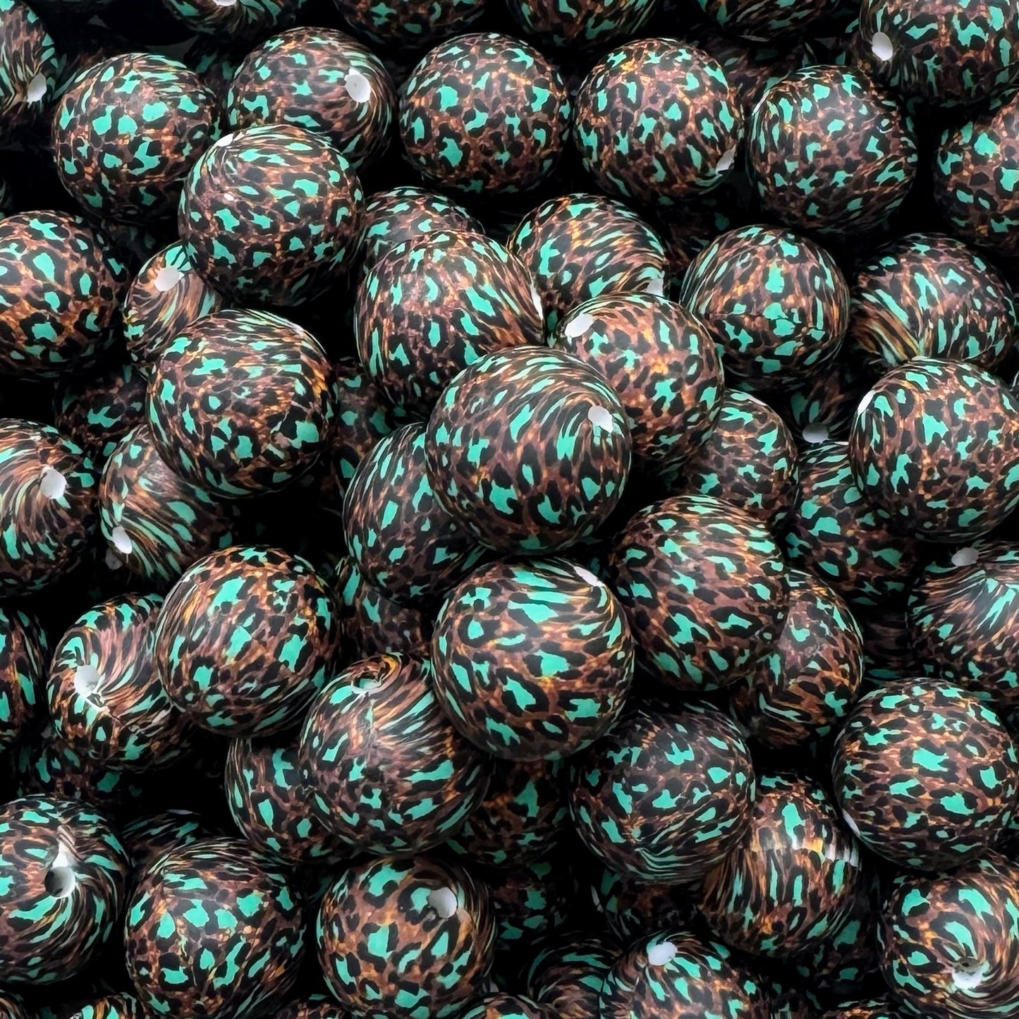 15mm Turquoise & Brown Silicone Bead