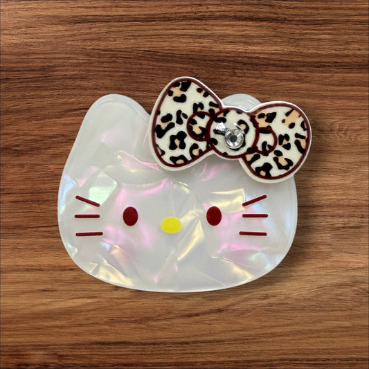 Kitty With Leopard Bow Acrylic Flatback
