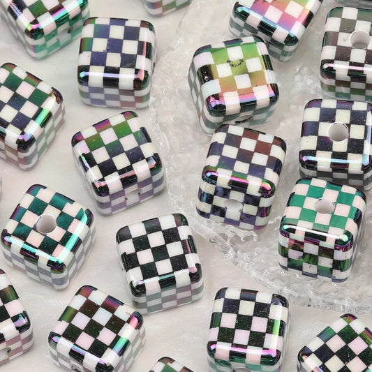 Checkered Acrylic Beads