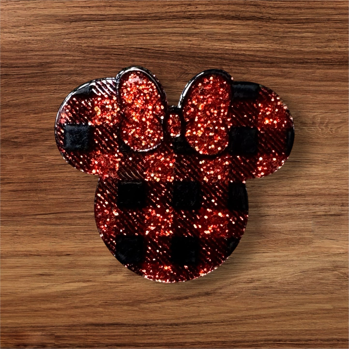 Plaid Mouse Head Acrylic Flatback