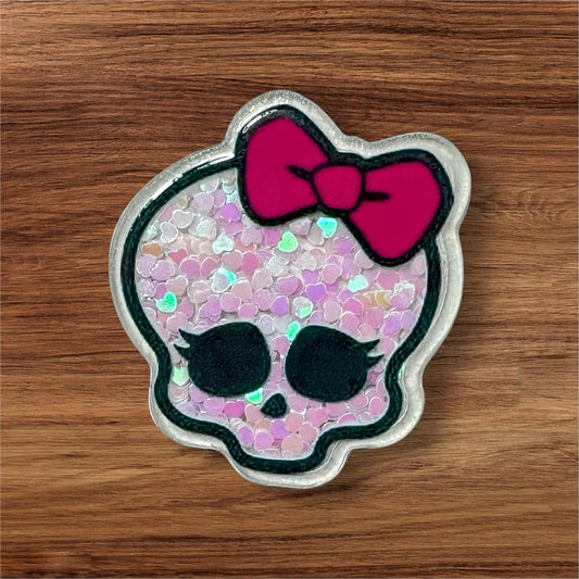 Skull With Bow Acrylic Shaker Flatback