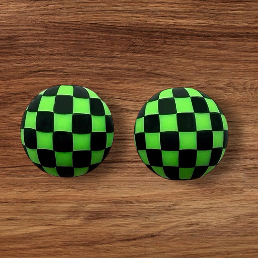 15mm Green Checkered Silicone Bead
