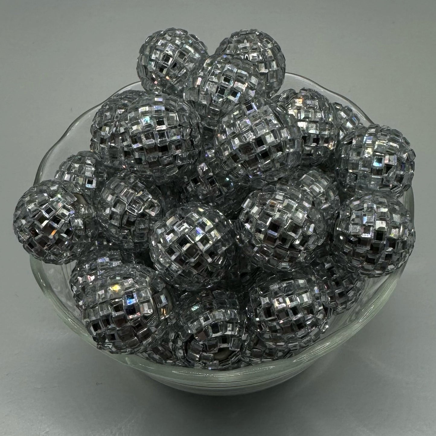 20mm Silver Disco Ball Acrylic Bead