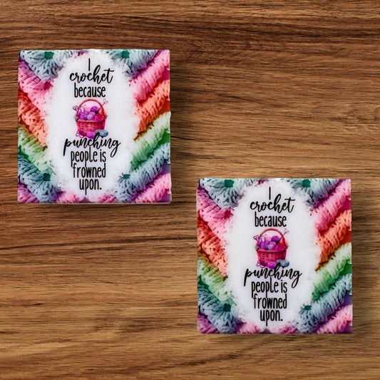 I Crochet Because Punching People Is Frowned Upon Focal (Custom)