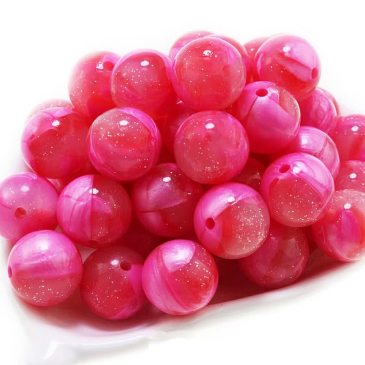 15mm Strawberries & Cream Silicone Glitter Jelly Beads