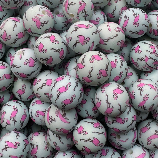 15mm Pink Flamingo Silicone Bead
