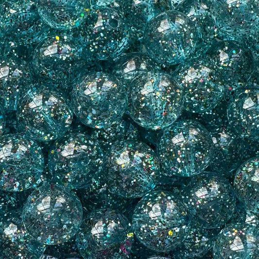 16mm Turquoise Glitter Acrylic Bead