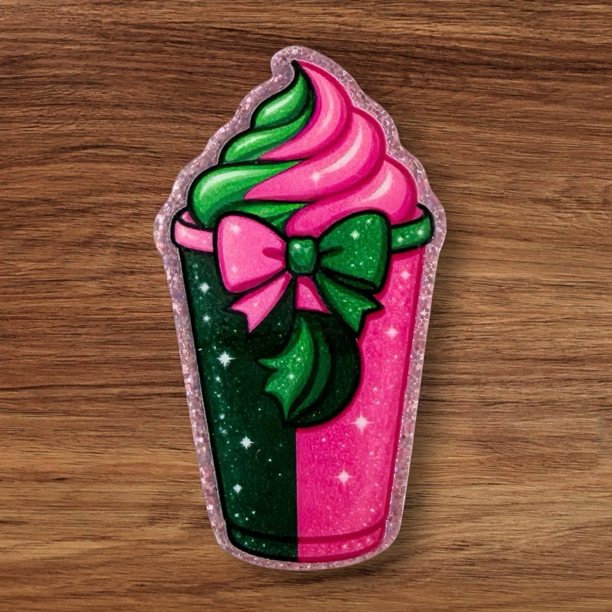 Pink & Green Drink Acrylic Flatback